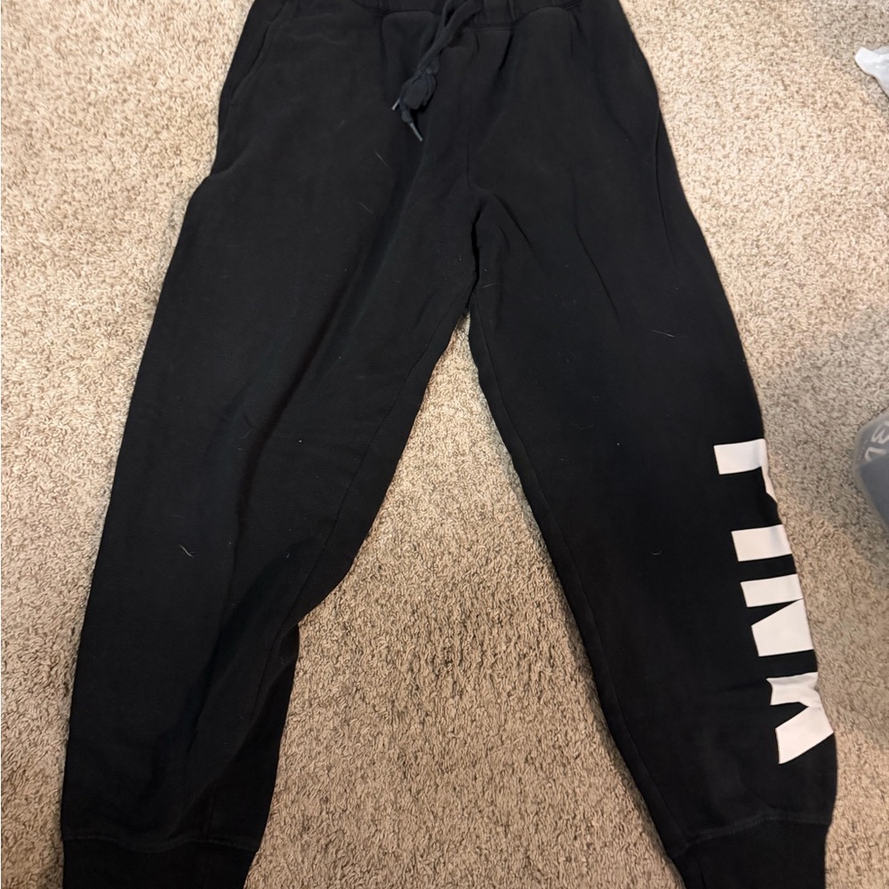 Victoria's Secret Black Joggers with White Logo